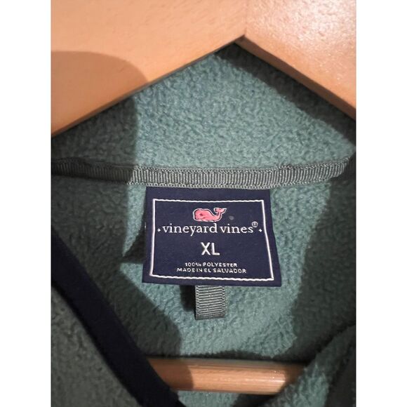 Vineyard Vines Sweatshirt Green 1/4 Button Fleece Pullover Jacket. - Picture 4 of 8